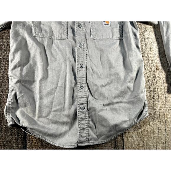 Carhartt FR Shirt Mens Gray Long Sleeve Button FRS003 GRY Cat 2 Fire Resistant - Picture 4 of 10
